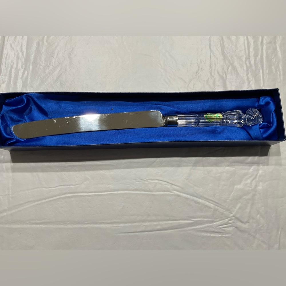 Waterford Crystal Clear Handle Cake Knife with Silver Blade
